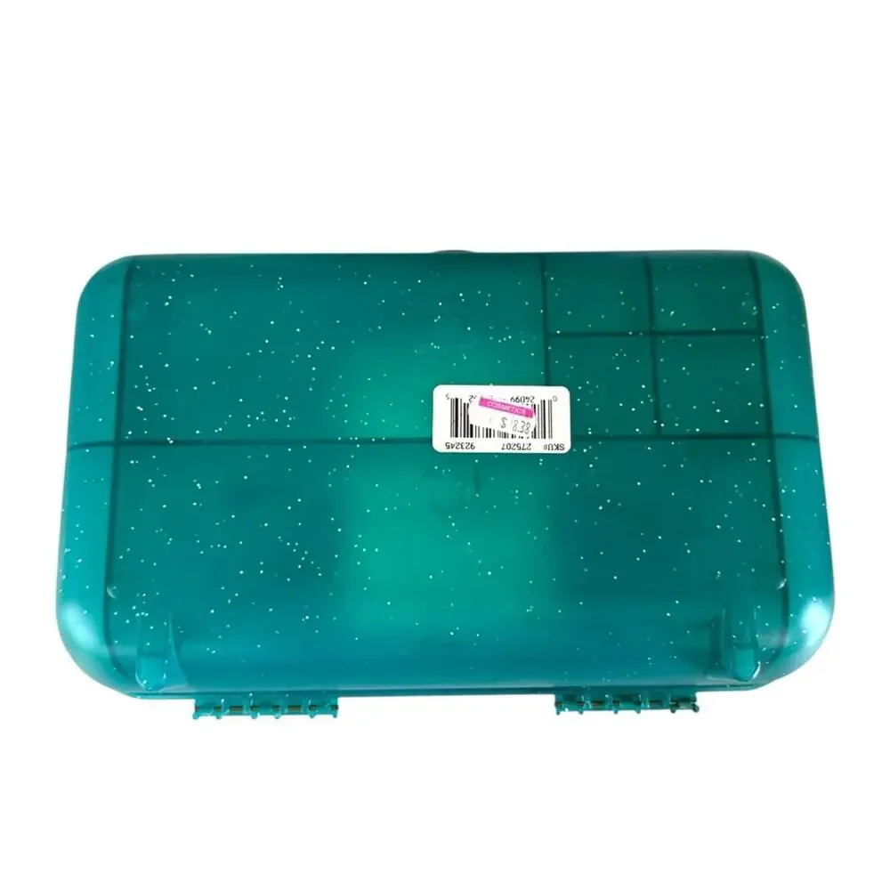 Vintage Caboodle 1990s Jellies Organizer Vanity model #2752 Teal Aqua Sparkle